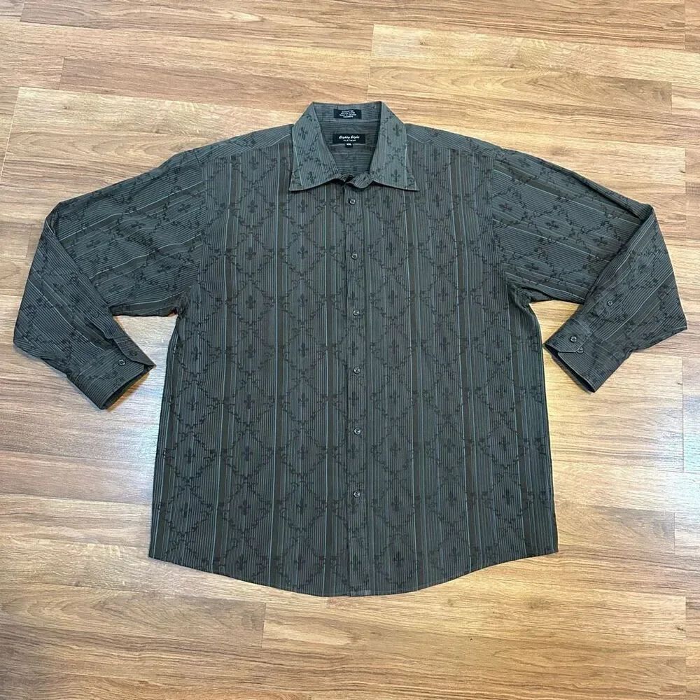 Eighty Eight Platinum Long Sleeve Button Down Shirt Brown and Blue| Men’s Size X